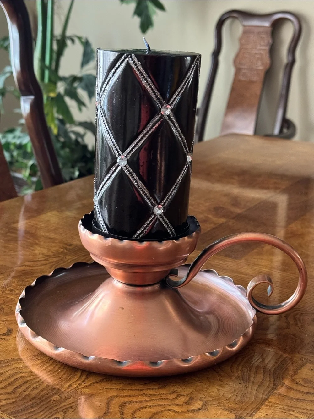 Copper Gregorian Chamberstick or Fingerloop Candle Stick Holder - Vintage